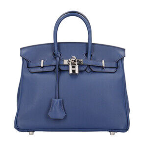 Hermes Birkin 25 Handbag, Veau Swift Leather, Blue, Women's HERMES